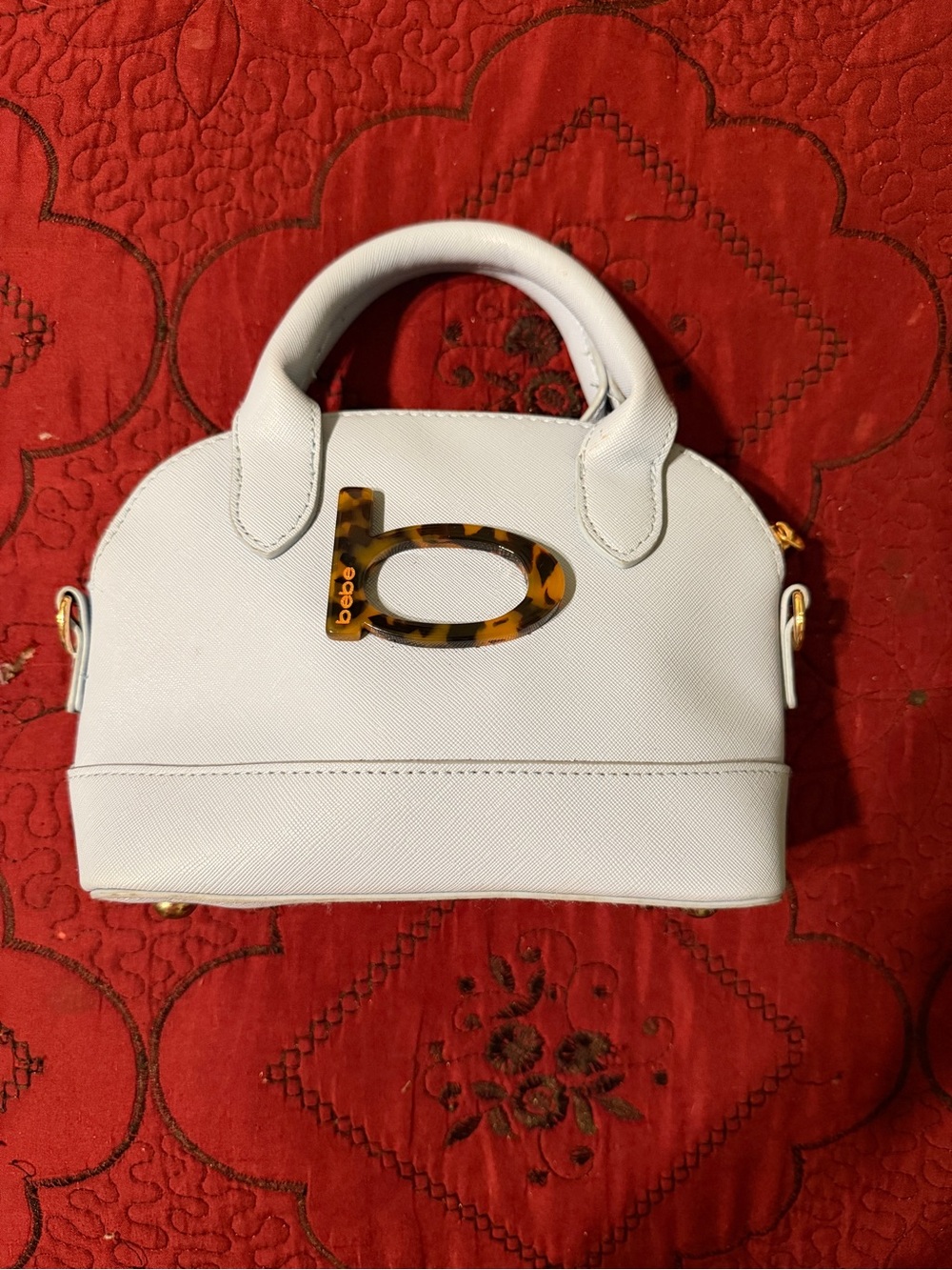 bebe baby blue Dome Satchel with Tortoiseshell 'b' Accent